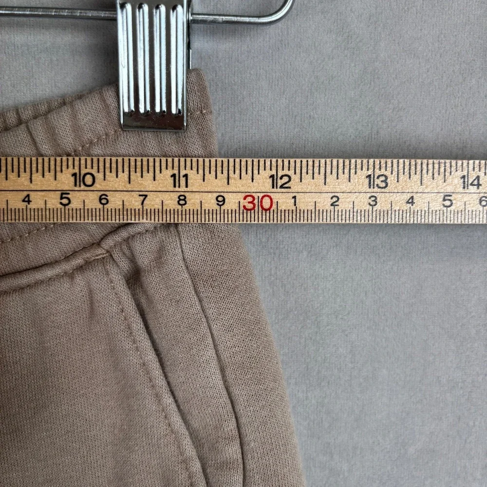 Abercrombie & Fitch Tan Brown Fleece Sweat Shorts Relaxed Fit Drawstring Boy 7/8